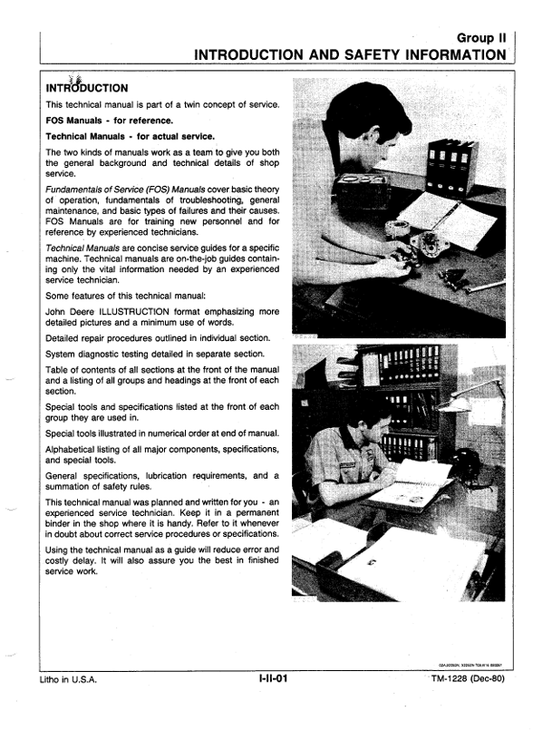 JOHN DEERE 544C LOADER TECHNICAL MANUAL TM1228