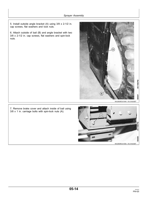 JOHN DEERE 6500, 6600 SELF PROPELLED SPRAYER PRE DELIVERY INSTRUCTION MANUAL PDIN200553