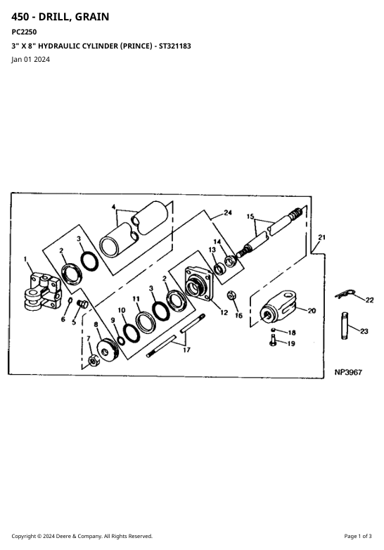 JOHN DEERE 450 - DRILL, GRAIN PARTS CATALOGUE MANUAL PC2250