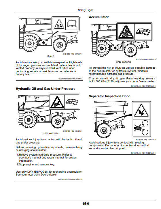 JOHN DEERE 4LZ-13 (S760) GRAIN COMBINE, 4YL-8A (S760)AND 4YL-12 (S760) CORN COMBINE OPERATOR MANUAL OMHXE150118TC