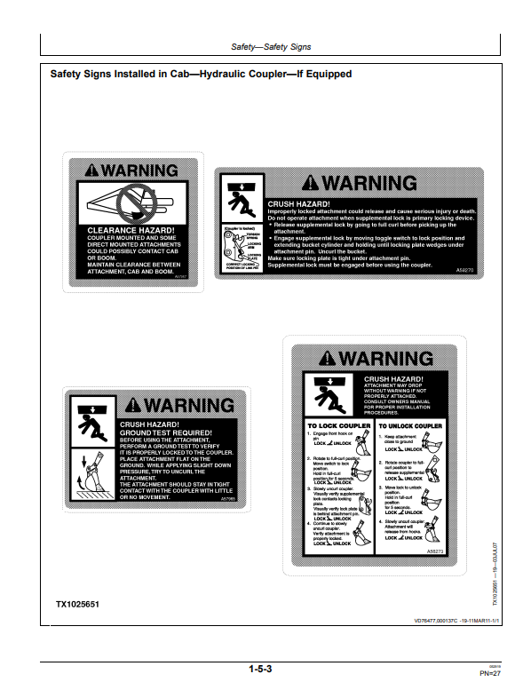 JOHN DEERE 135C RTS AND 225C LC RTS EXCAVATOR OPERATOR MANUAL OMT200346