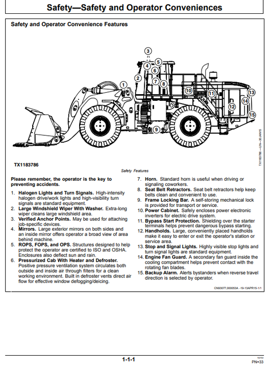 JOHN DEERE 944K 4WD LOADER OPERATOR MANUAL OMT414139X19
