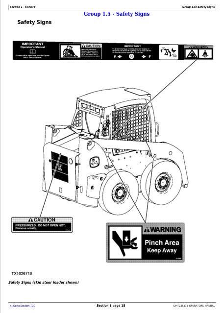JOHN DEERE 313 AND 315 SKID STEER CT315 COMPACT TRACK LOADER OPERATOR MANUAL OMT235575