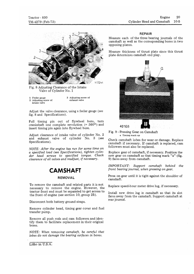 JOHN DEERE 830 TRACTOR TECHNICAL MANUAL TM4279