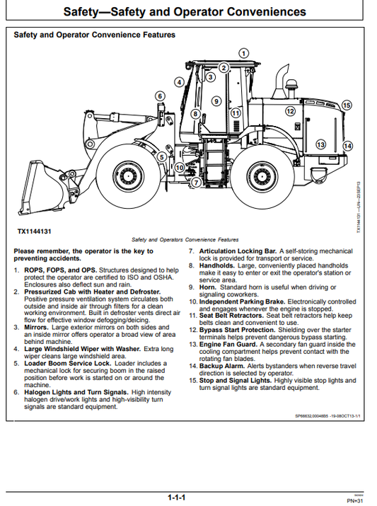 JOHN DEERE 624K 4WD LOADER OPERATOR MANUAL OMT317731