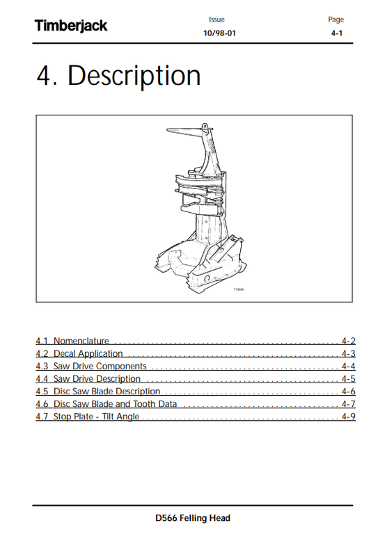 JOHN DEERE D536 DTT DISC SAW FELLING HEAD OPERATOR MANUAL OMF288075