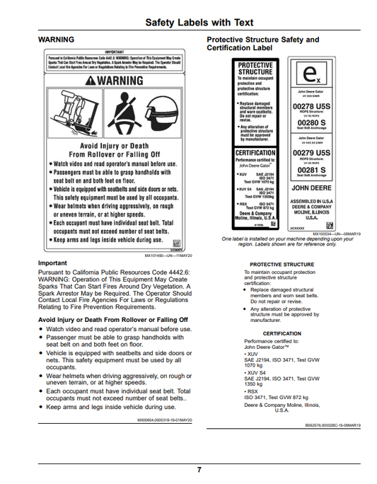 JOHN DEERE XUV590E, XUV590M, XUV590E S4, XUV590M S4 GATOR™ UTILITY VEHICLES OPERATOR MANUAL OMUC25929