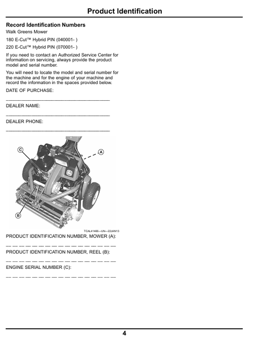 JOHN DEERE 180, 220 E-CUT HYBRID WALK GREEN MOWER OPERATOR MANUAL OMTCU39939