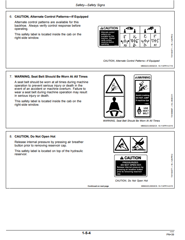 JOHN DEERE 135G EXCAVATOR OPERATOR MANUAL OMT319586