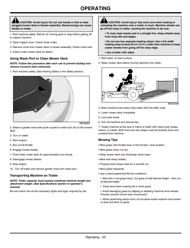 JOHN DEERE Z225, Z245, Z425, Z445, Z465 EZTRAK OPERATOR MANUAL OMM158820
