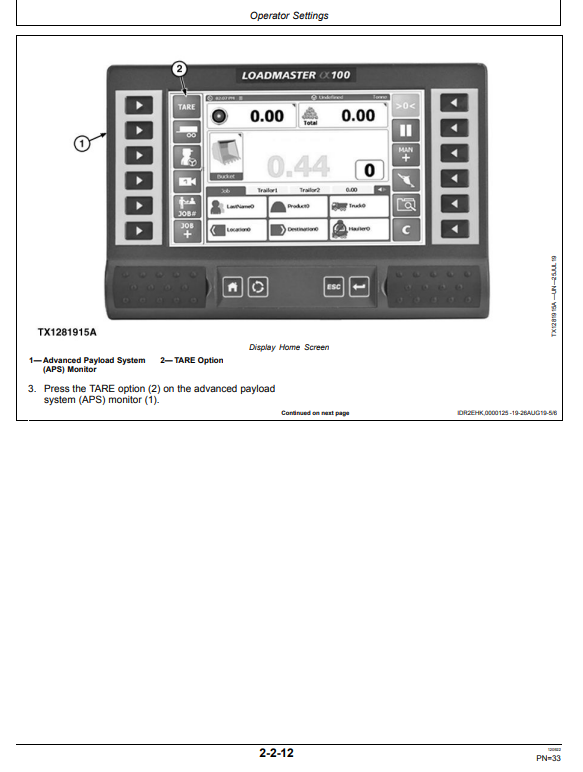 JOHN DEERE 4WD LOADER PAYLOAD SCALE OPERATOR MANUAL OMT447731X019