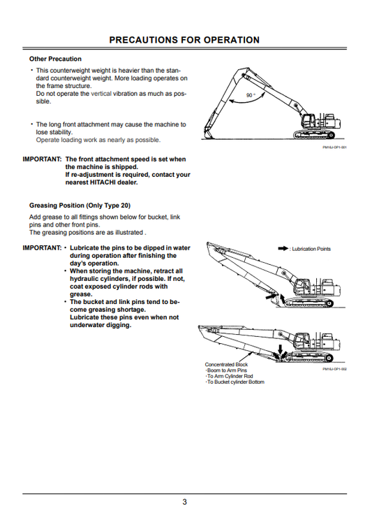 HITACHI ZAXIS 450LC-3, 470LCH-3 SUPER LONG FRONT ATTACHMENT HYDRAULIC EXCAVATOR OPERATOR, PARTS CATALOG MANUAL EPM1J1USL13