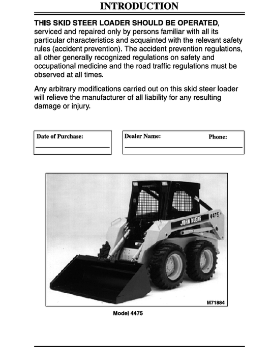 JOHN DEERE 4475 AND 5575 SKID-STEER LOADER OPERATOR MANUAL OMM123792
