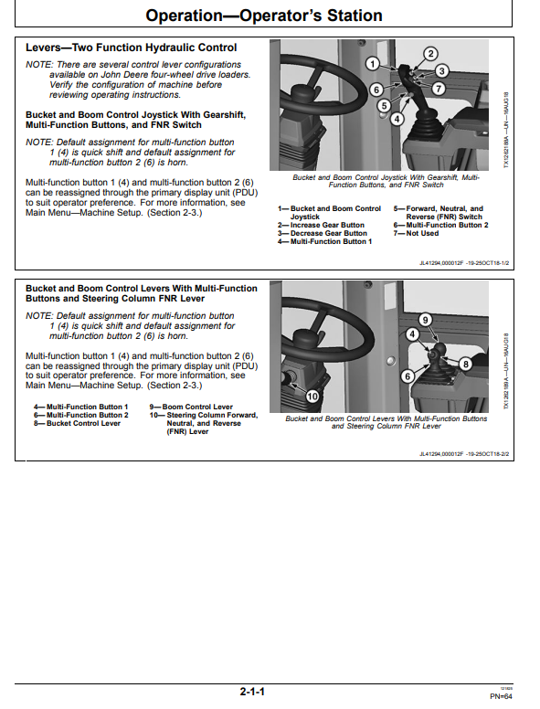 JOHN DEERE 724 P 4WD LOADER OPERATOR MANUAL OMT483922X019