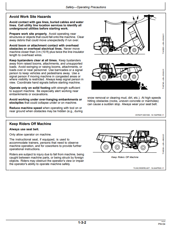 JOHN DEERE 370E, 410E AND 460E ARTICULATED DUMP TRUCK OPERATOR MANUAL OMT264277