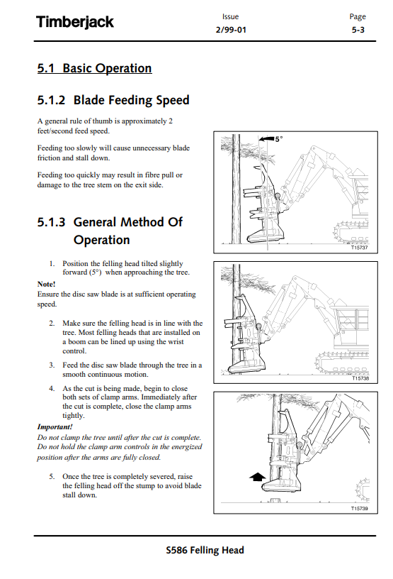 JOHN DEERE S586 STT DISC SAW FELLING HEAD OPERATOR MANUAL OMF288081