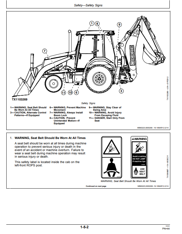 JOHN DEERE 310K BACKHOE LOADER OPERATOR MANUAL OMT353392X19