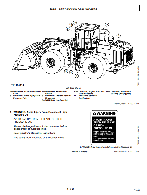 JOHN DEERE 844K SERIES II 4WD LOADER OPERATOR MANUAL OMT353088X19