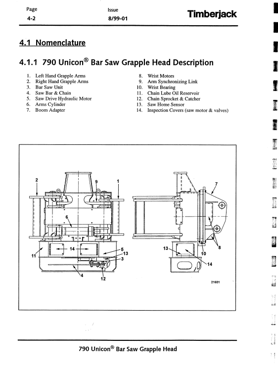 JOHN DEERE TIMBERJACK 790 (UNICON) GRAPPLE HEAD OPERATOR MANUAL F293949