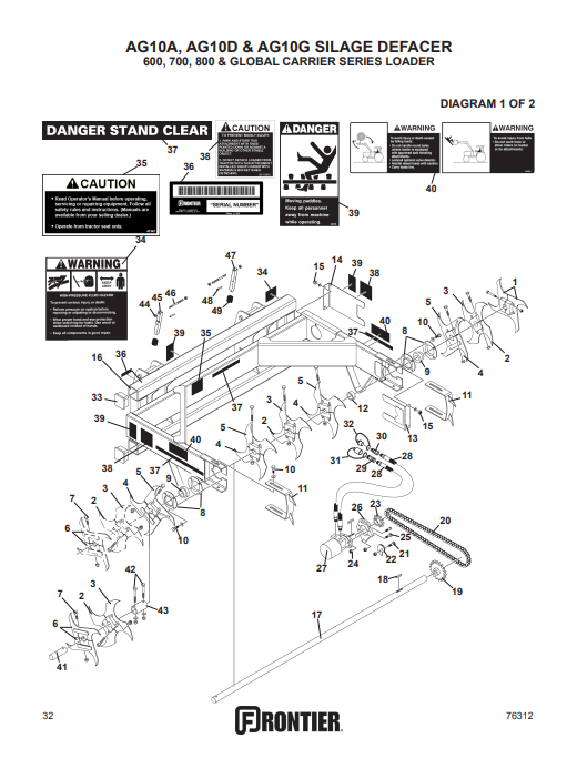 JOHN DEERE AB16, AB17, AE11, AF11, AF12, AG10, AH11, AS10, AS11 SPECIALTY LOADER ATTACHMENTS 0PERATOR AND PARTS MANUAL 5MP76312