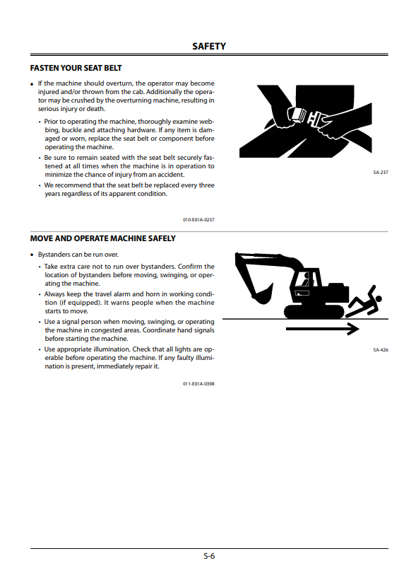 JOHN DEERE ZAXIS 240LC-3, 270LC-3, 350LC-3 HYDRAULIC EXCAVATOR OPERATOR MANUAL EM1V1NA11