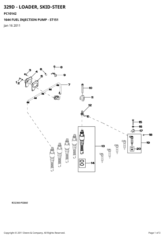 JOHN DEERE 329D SKID STEER PARTS CATALOG MANUAL PC10142
