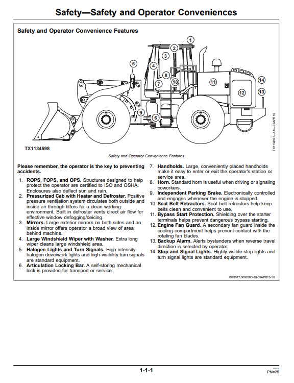 JOHN DEERE 844K SERIES II 4WD LOADER OPERATOR MANUAL OMT275503