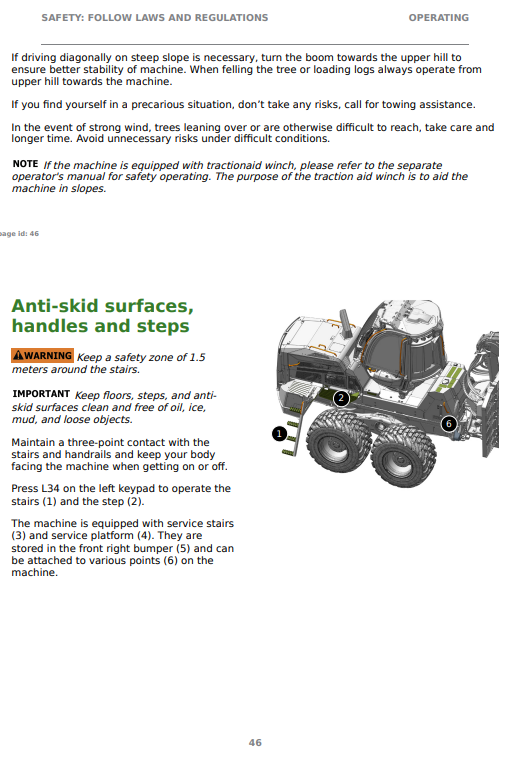 JOHN DEERE 2010H / 2510H T3 FORWARDER OPERATOR INSTRUCTION MANUAL F743904