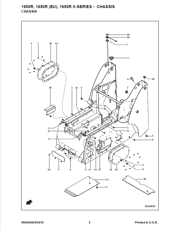 50940345 MUSTANG 1650R Skid-Steer Loader Parts Catalog PDF Manual