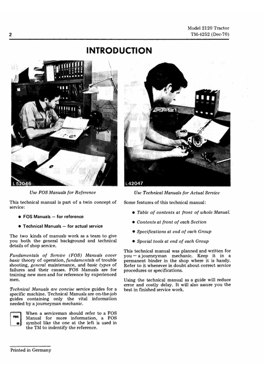 JOHN DEERE 2120 TRACTOR TECHNICAL MANUAL TM4252