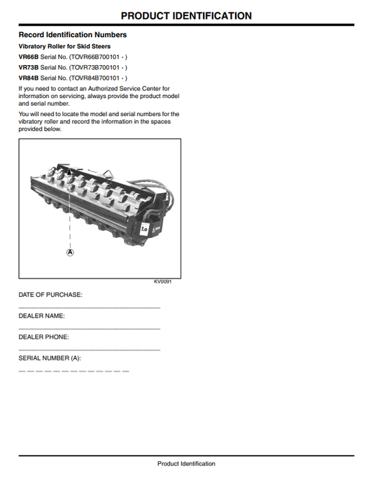 JOHN DEERE VIBRATORY ROLLER VR66B, VR73B, VR84B OPERATOR MANUAL OMT214500