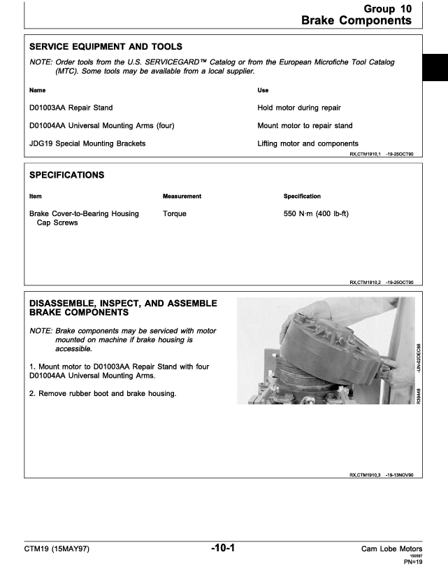 JOHN DEERE CAM LOBE MOTOR MANUAL CTM19