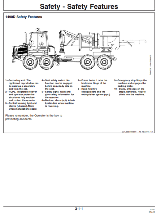 JOHN DEERE 1490D ENERGY HARVESTER OPERATOR MANUAL OMF072628