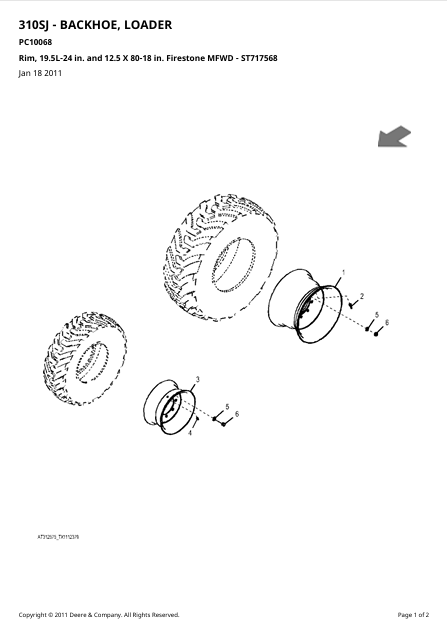 JOHN DEERE 310SJ-BACKHOE LOADER PARTS CATALOG MANUAL PC10068