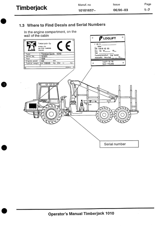 JOHN DEERE 1010 HARVESTER OPERATOR MANUAL F047242