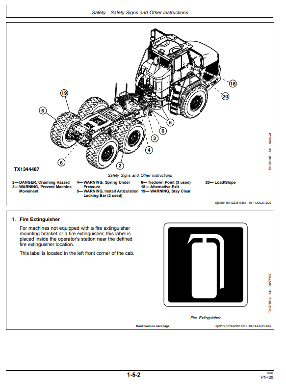 JOHN DEERE 460E-II AND 460 P SCRAPER READY ARTICULATED DUMP TRUCK OPERATOR MANUAL OMT494057X019