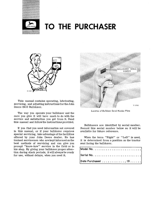 JOHN DEERE 6410 BULLDOZER OPERATOR MANUAL OMT25427