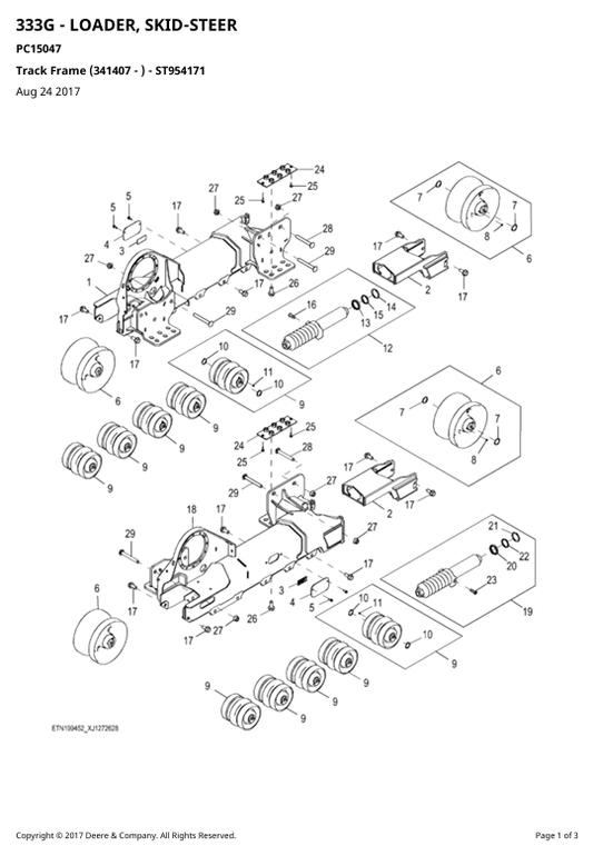JOHN DEERE 333G SKID STEER LOADER PARTS CATALOGUE MANUAL PC15047