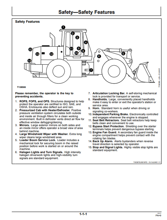 JOHN DEERE 444H LOADER AND TC44H TOOL CARRIER OPERATOR MANUAL OMT195358