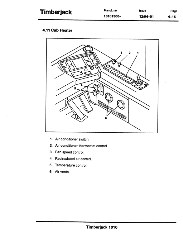 JOHN DEERE TIMBERJACK 1010 FORWARDER OPERATOR MANUAL F034571