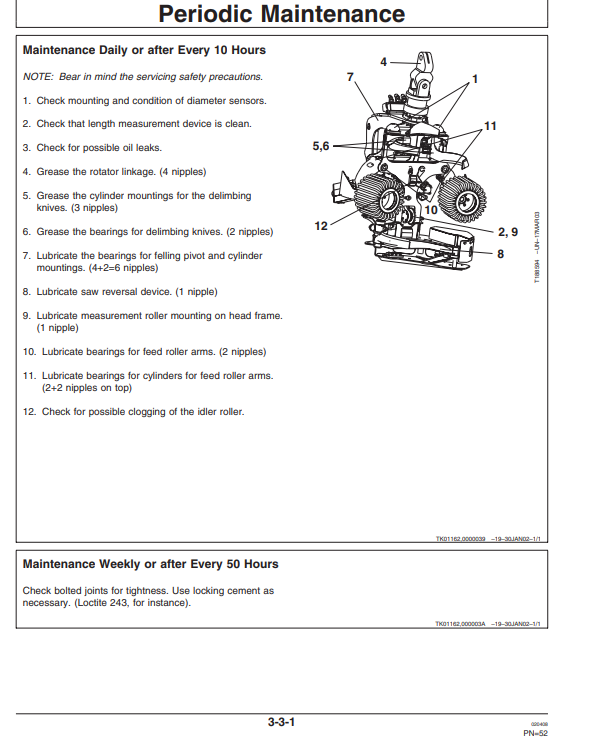 JOHN DEERE H742 HARVESTER HEAD OPERATOR AND MAINTENANCE MANUAL OMF069696