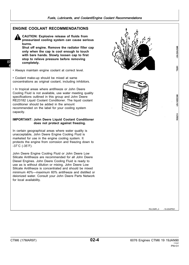 JOHN DEERE 6076 DIESEL ENGINE TECHNICAL MANUAL CTM6