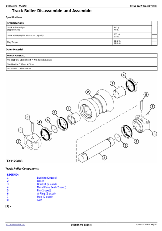 JOHN DEERE 130G EXCAVATOR REPAIR TECHNICAL MANUAL TM12557