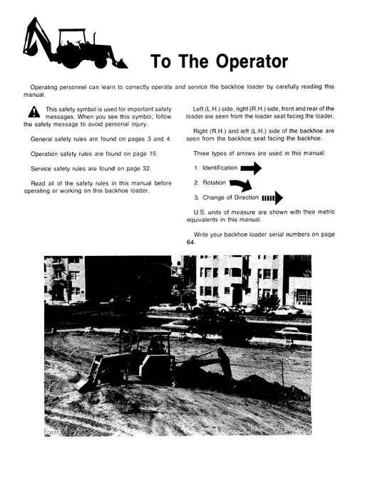 JOHN DEERE JD310-A BACKHOE LOADER OPERATOR MANUAL OMT66837