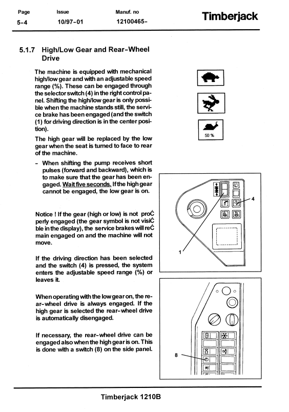 JOHN DEERE TIMBERJACK 1210B FORWARDER OPERATOR AND MAINTENANCE MANUAL F040079