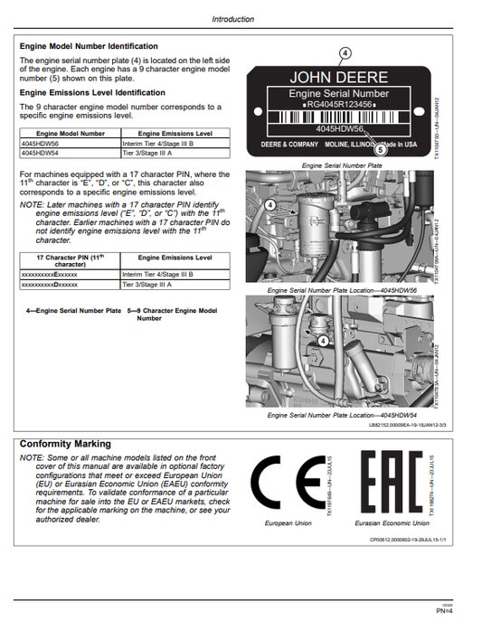 JOHN DEERE 444K 4WD LOADER OPERATOR MANUAL OMT275687