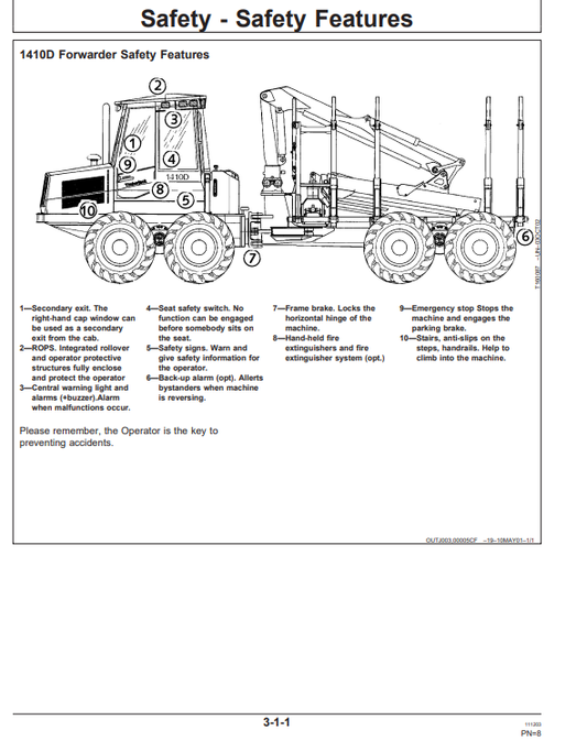 JOHN DEERE 1410D FORWARDER OPERATOR MANUAL OMF065866