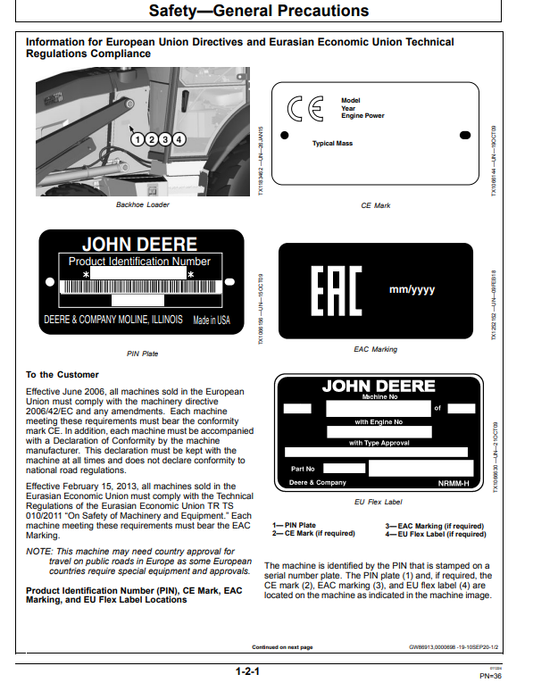 JOHN DEERE 310SL BACKHOE LOADER OPERATOR MANUAL OMT446059X019