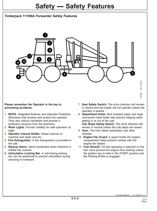 JOHN DEERE 1110NA FORWARDER OPERATOR MANUAL OMF062546