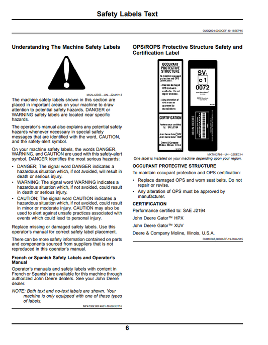 JOHN DEERE XUV855D GATOR™ UTILITY VEHICLE OPERATOR MANUAL OMM178610